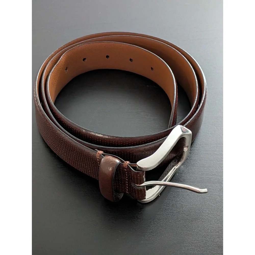 Johnston and Murphy Italian Leather Belt Italy Made Brown Micro‎ Perf Men's 44